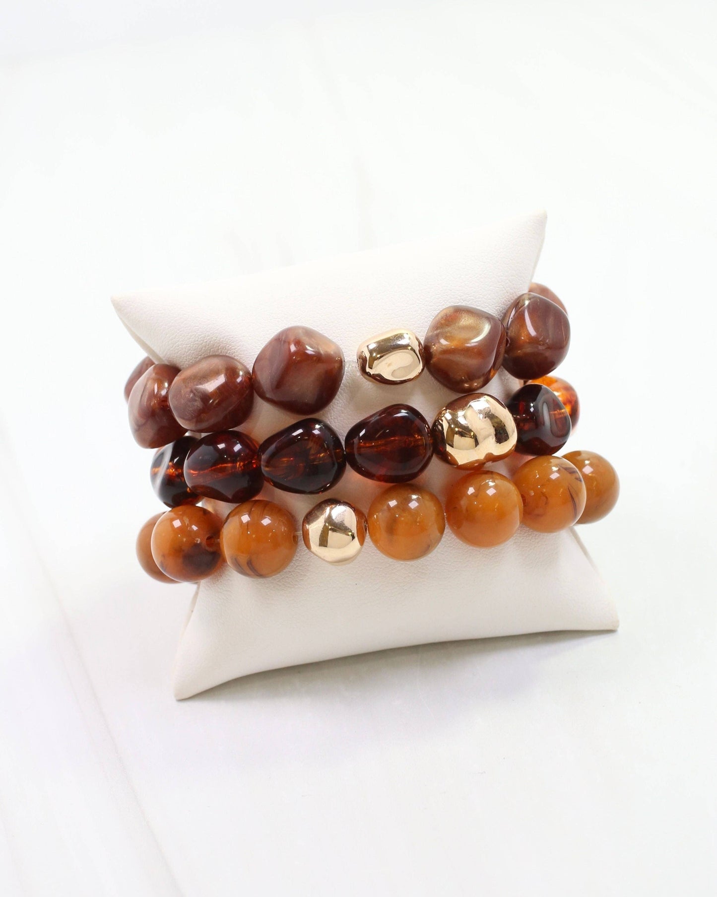 Caroline Hill - Doris Beaded Bracelet Set Brown