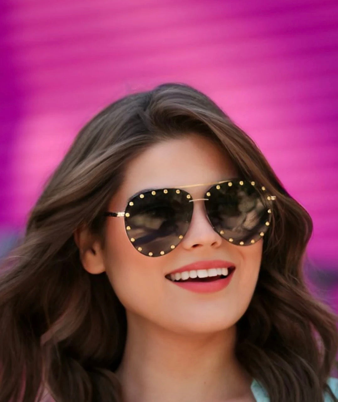 Showstopper Studded Aviator Sunglasses