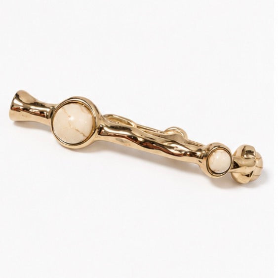 Gold Bangle Bracelet w Natural Stone