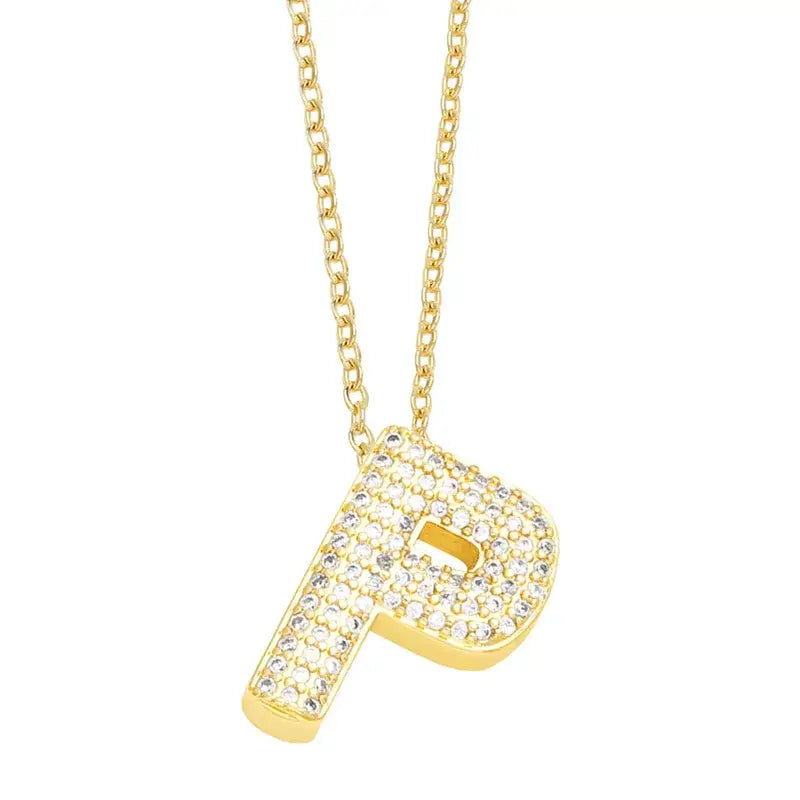 18K Gold Plated Rhinestone- Initial Necklaces