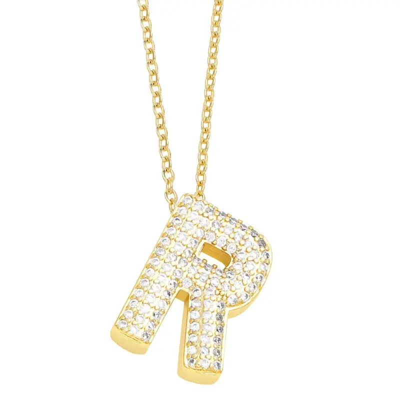 18K Gold Plated Rhinestone- Initial Necklaces