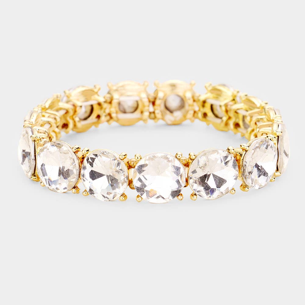 Pink Crystal Round Stretch Bracelet