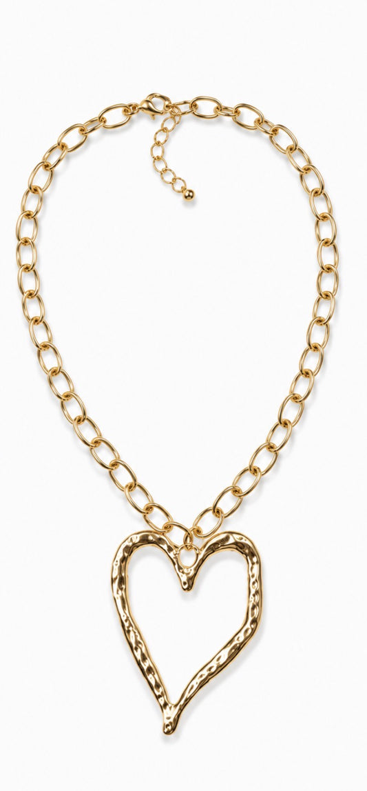 Gold Heart Cut Out Statement Necklace