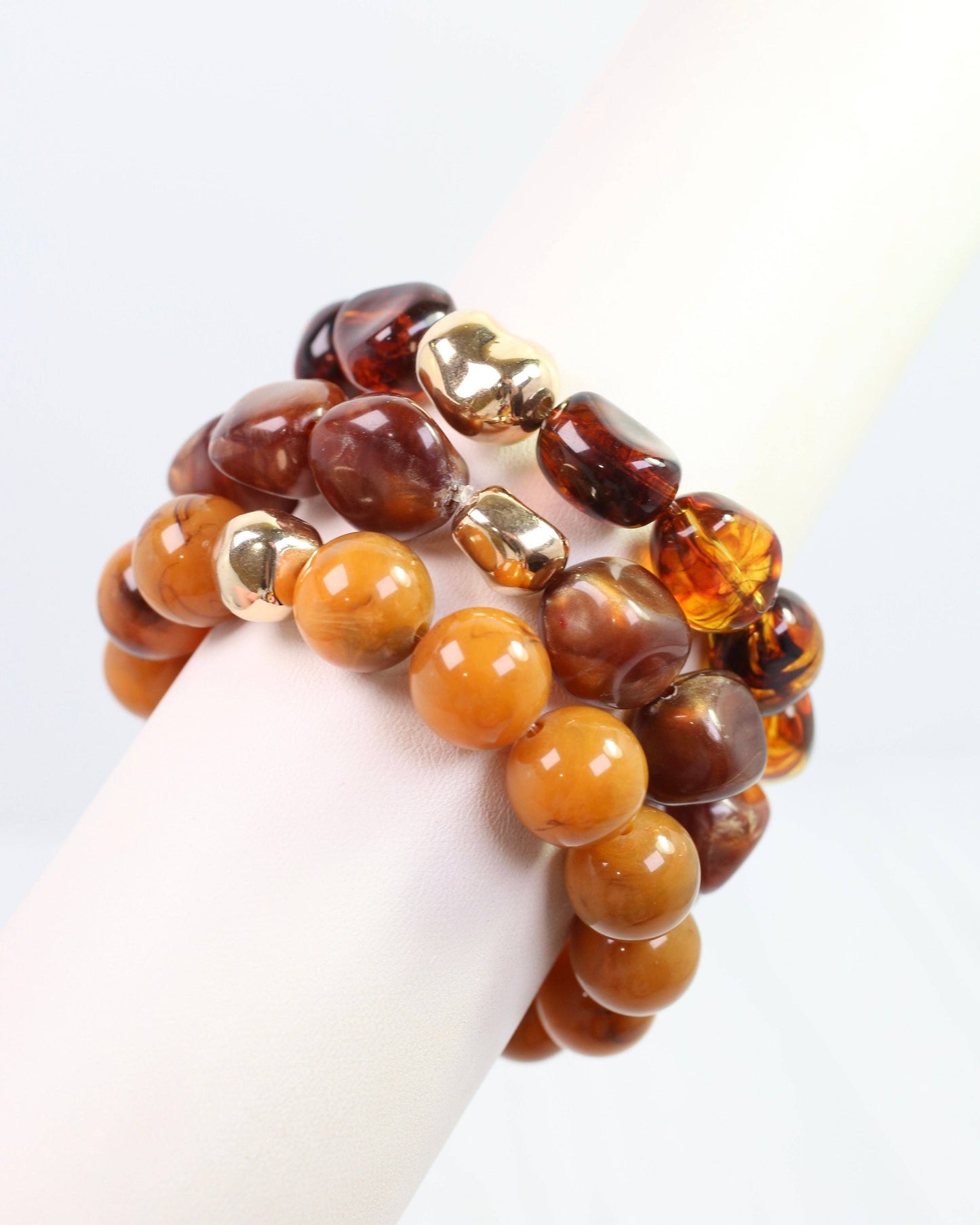 Caroline Hill - Doris Beaded Bracelet Set Brown