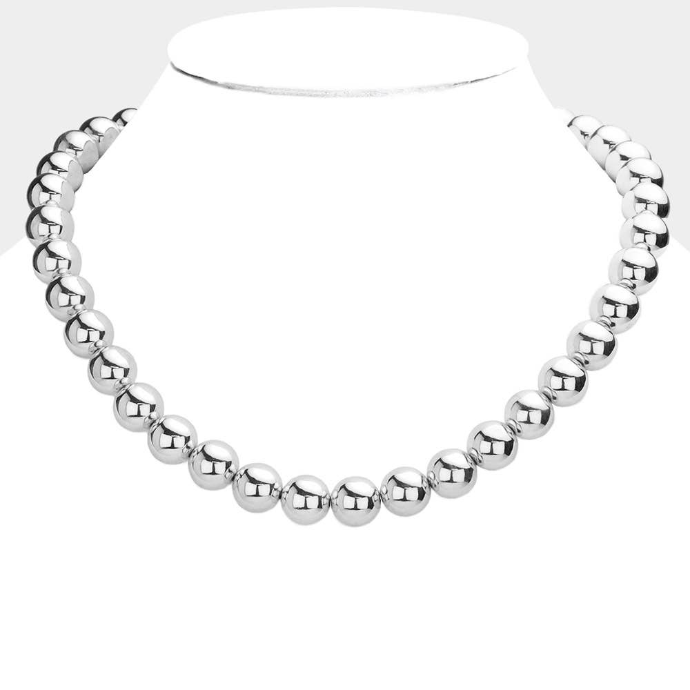 Rhodium or Gold Dipped Ball Necklaces