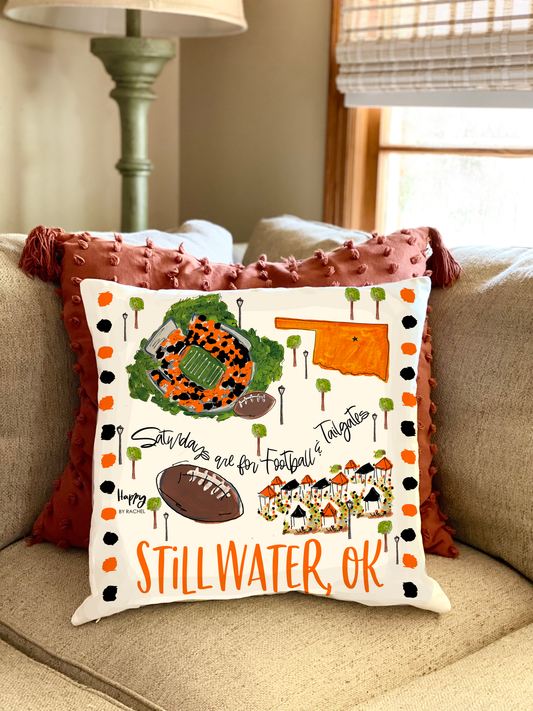 OSU-Saturdays in Stillwater, OK Double Sided Pillow