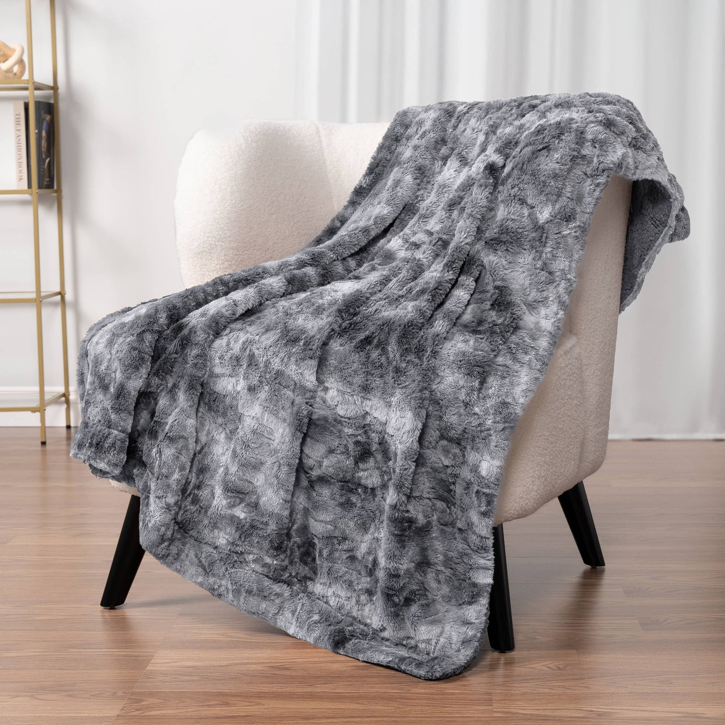Gray Minky Sherpa Throw Blanket
