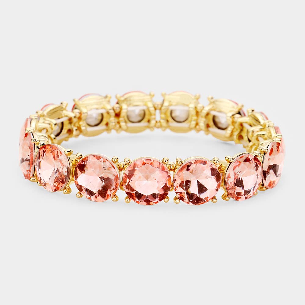 Pink Crystal Round Stretch Bracelet
