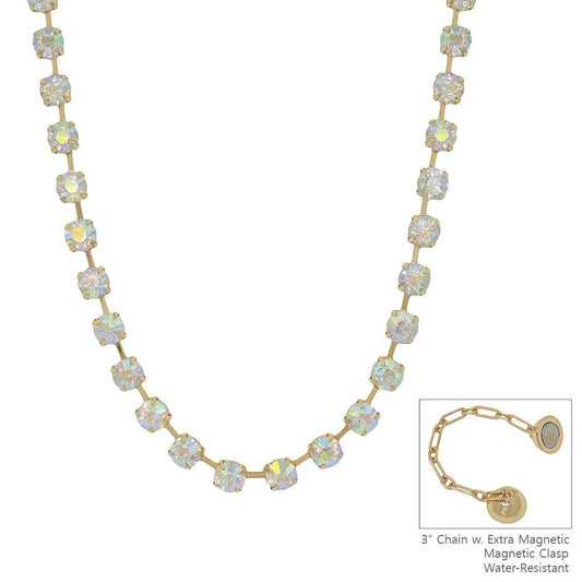 Clear Ab crystals - 8MM Stone Magnetic Closure 17" Necklace