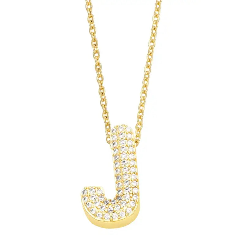 18K Gold Plated Rhinestone- Initial Necklaces