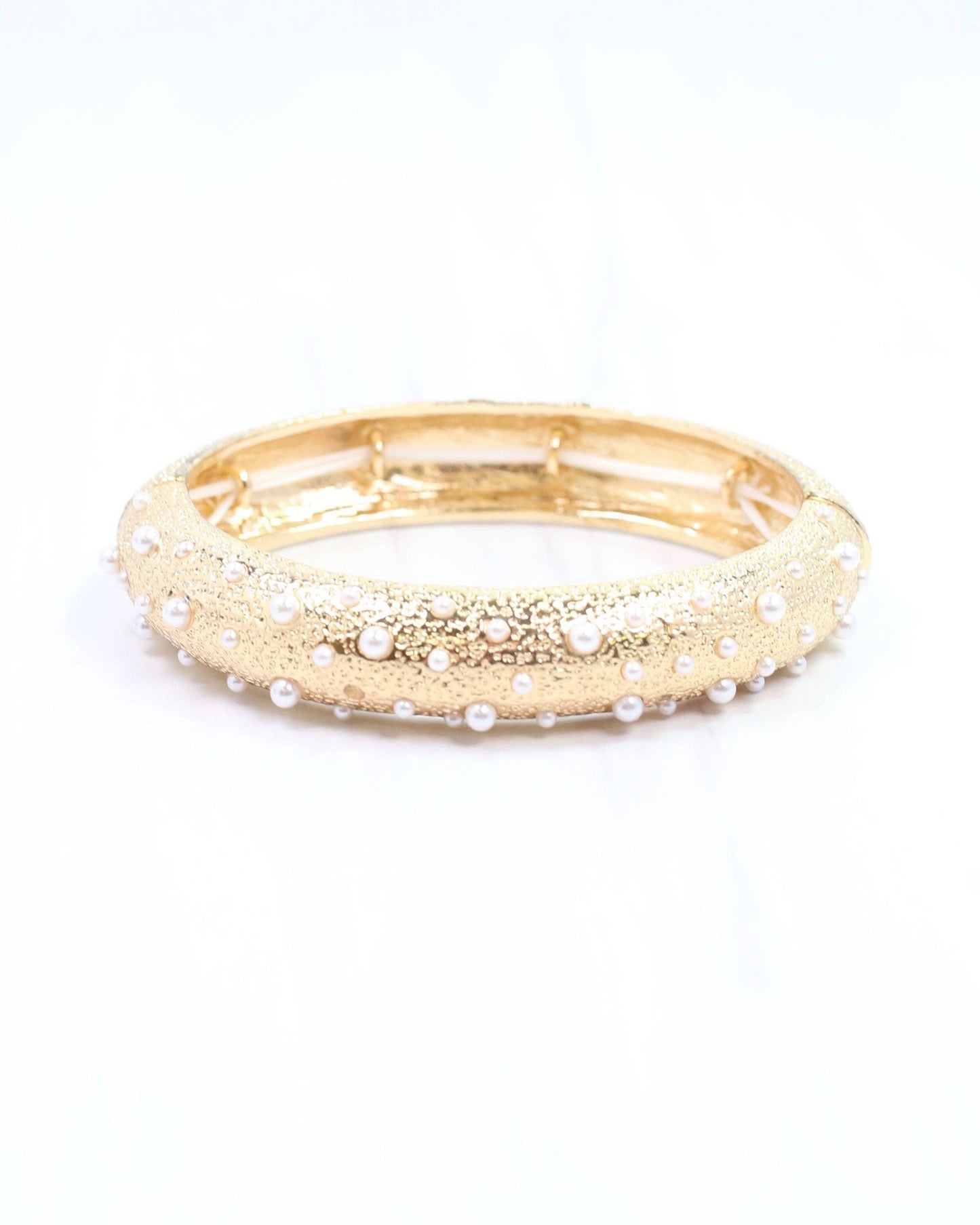 Caroline Hill - Danice Textured Gold Bracelet Pearl