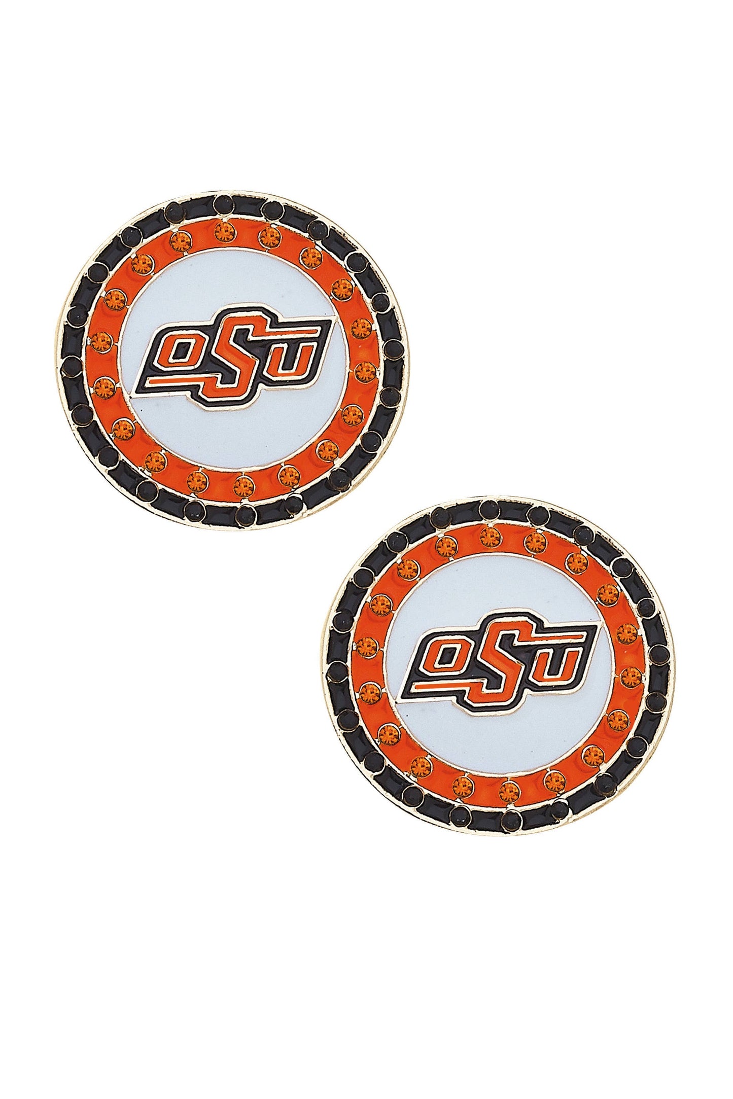 Canvas Style - Oklahoma State Cowboys Pave Disc Stud Earrings