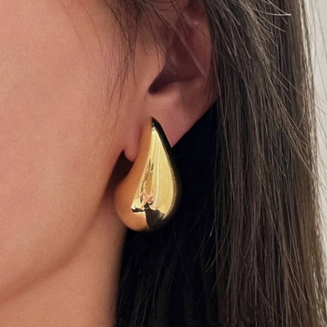 Gold Tear Drop Post Earrings