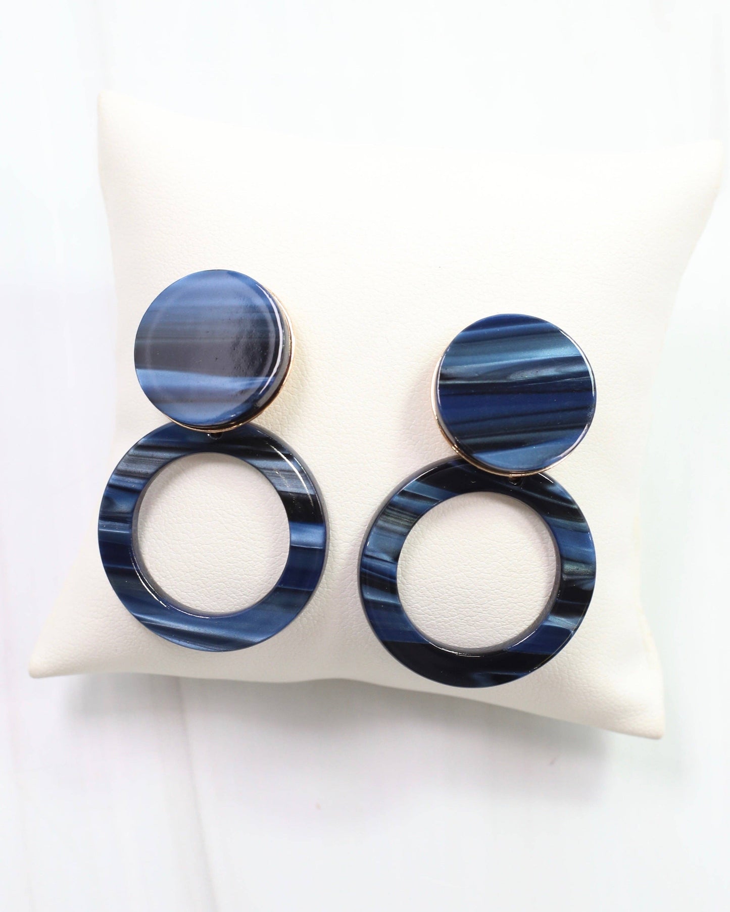 Caroline Hill - Bentlee Circle Drop Earring Navy