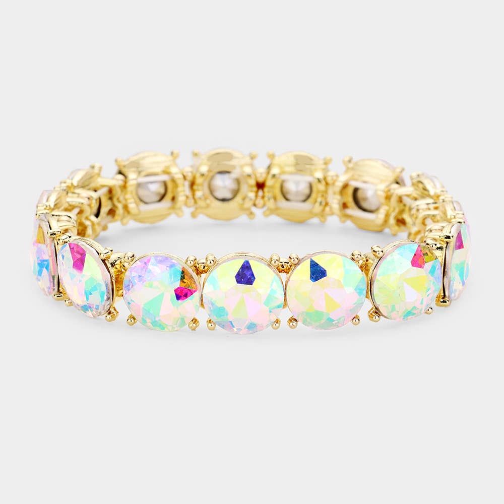 Pink Crystal Round Stretch Bracelet