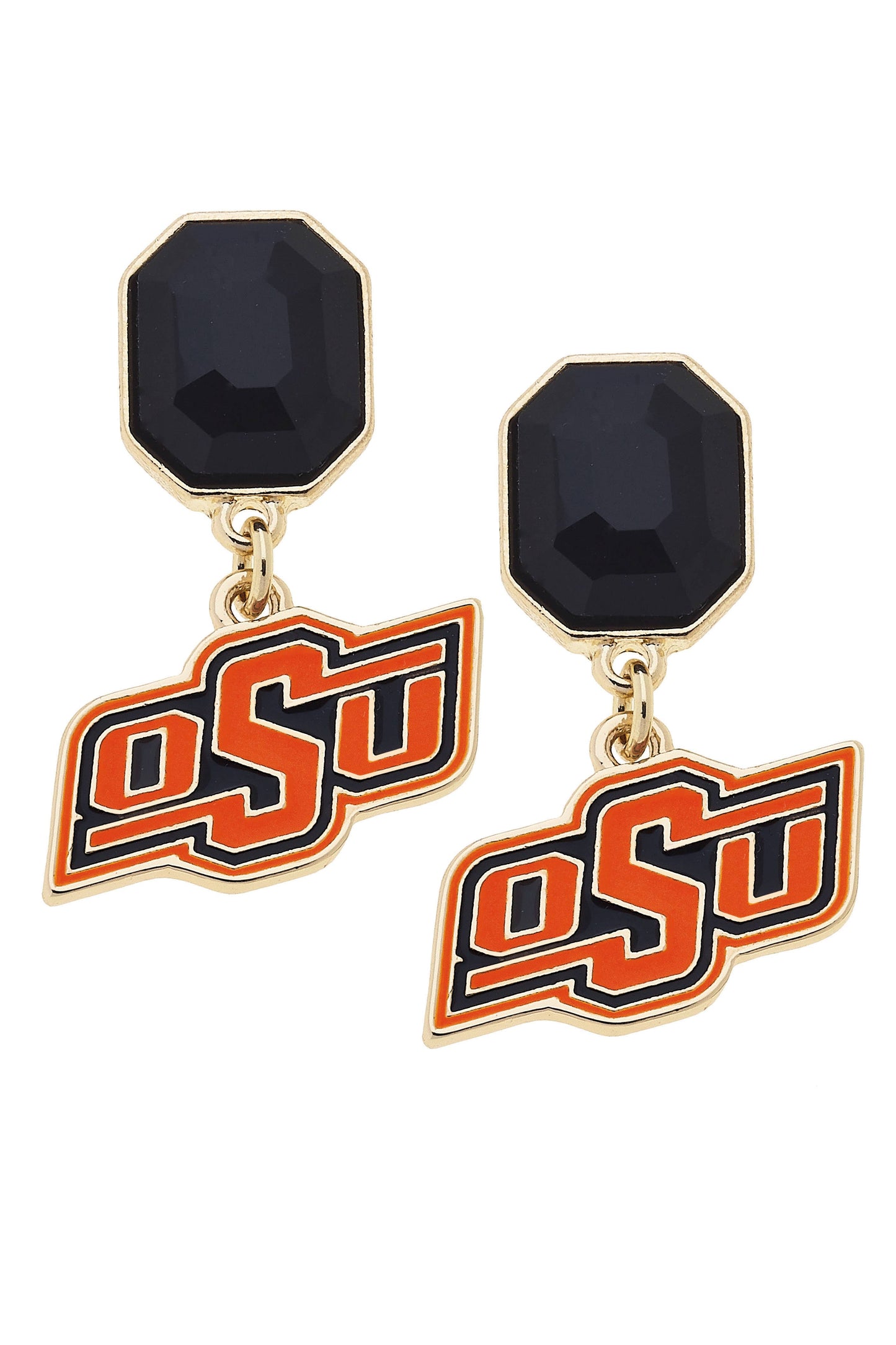 Oklahoma State Cowboys Rhinestone Enamel Logo Earrings