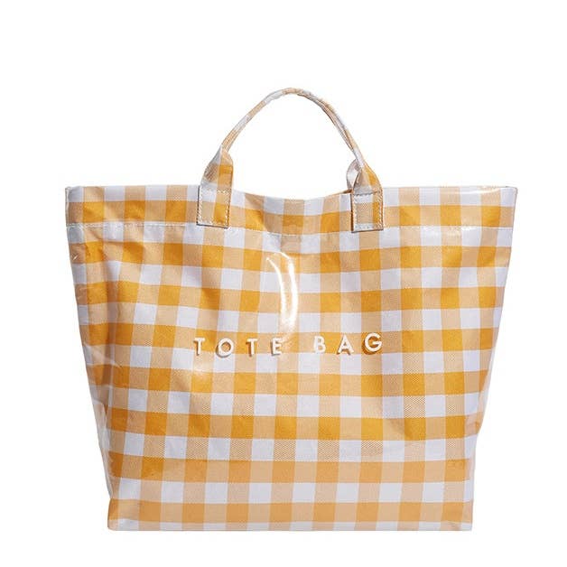 Yellow Plaid Large-capacity Tote Bag