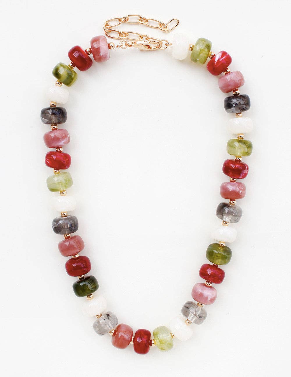 Red Green Multi Colored Beaded Necklace