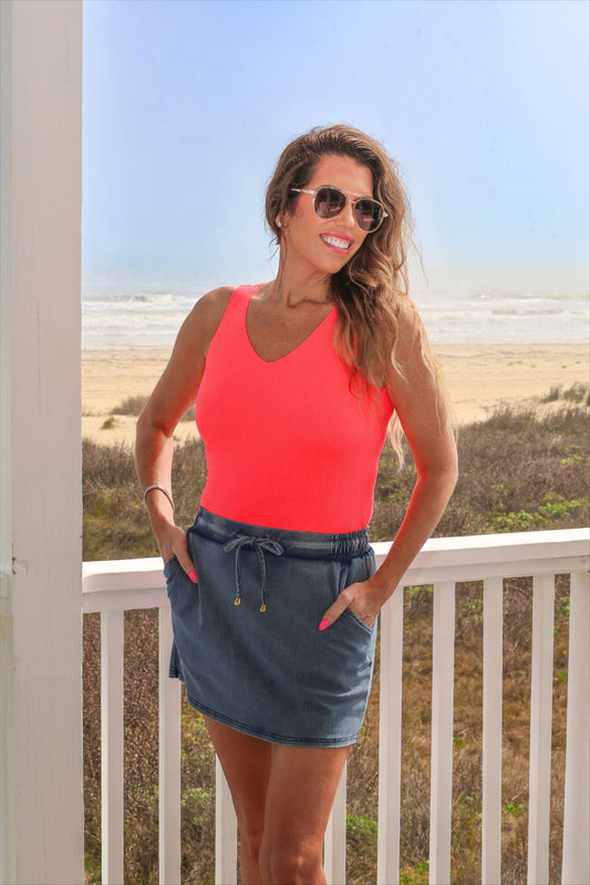 Jess Lea - Haven V-Neck Bodysuit- Coral