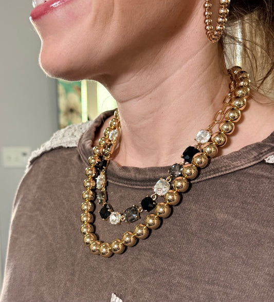 Rhodium or Gold Dipped Ball Necklaces