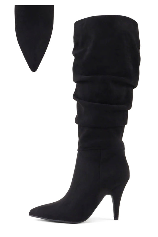 Black slouch knee high boot