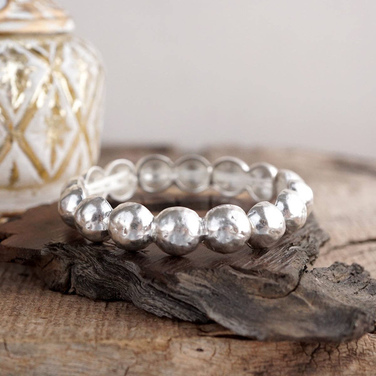 Silver Hammered Bracelet