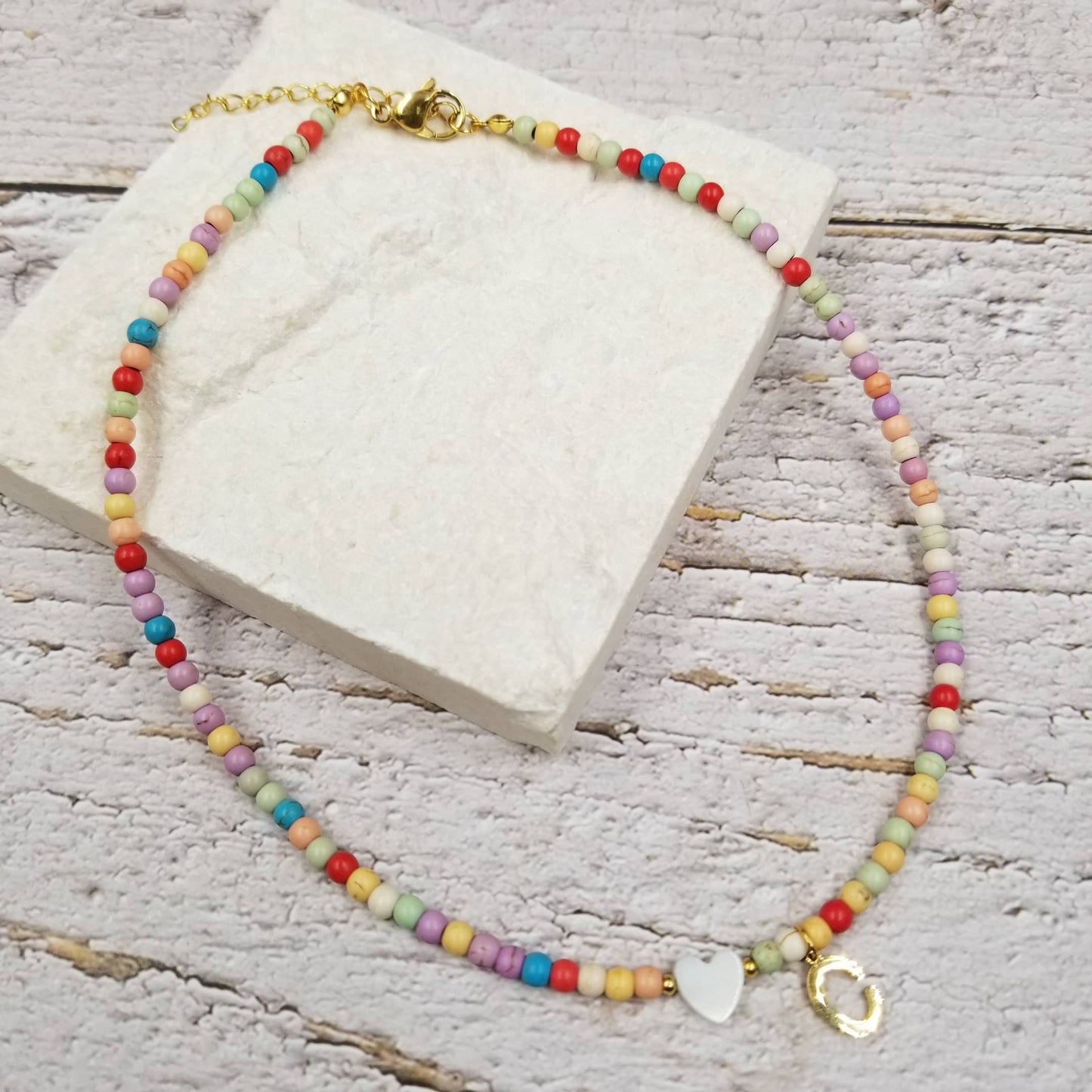 Initial Necklaces w Shell Heart