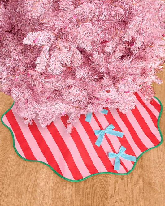 Red & Pink Stripe Tree Skirt