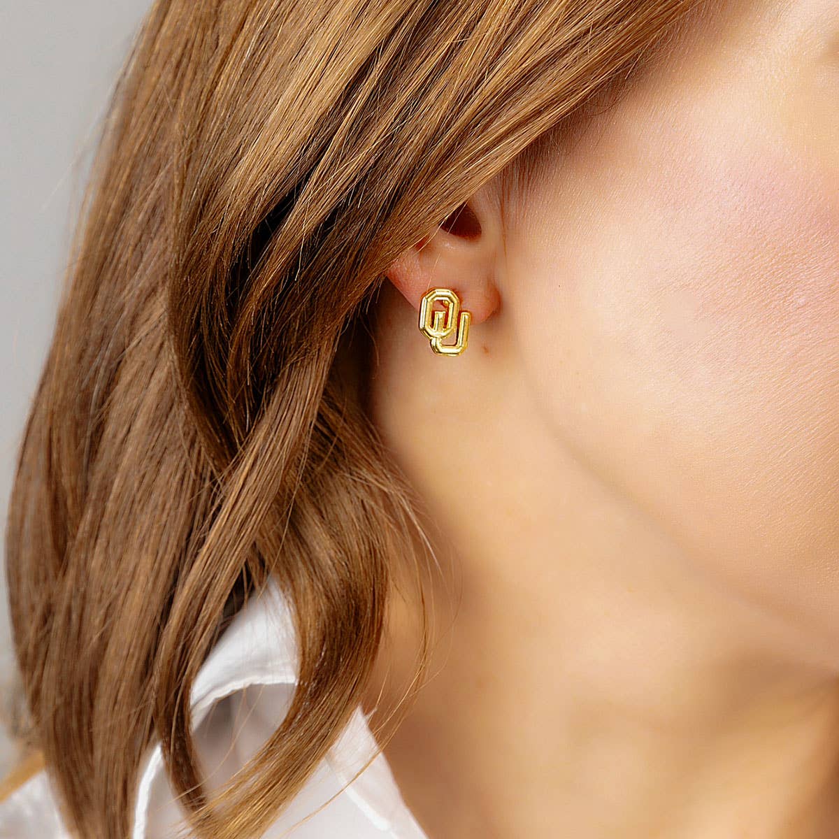 OU 24K Gold Plated Stud Earrings
