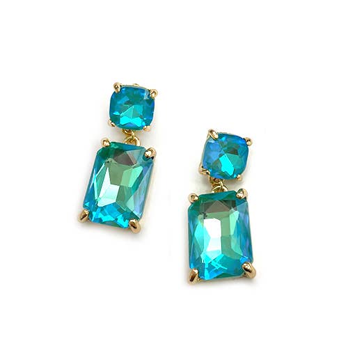Blue AB Crystal Glass Dangle Earrings
