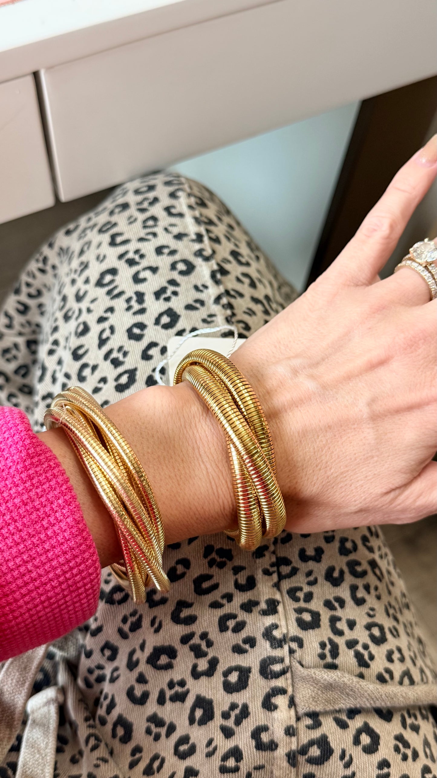Gold Triple Stretch Chain Bracelet