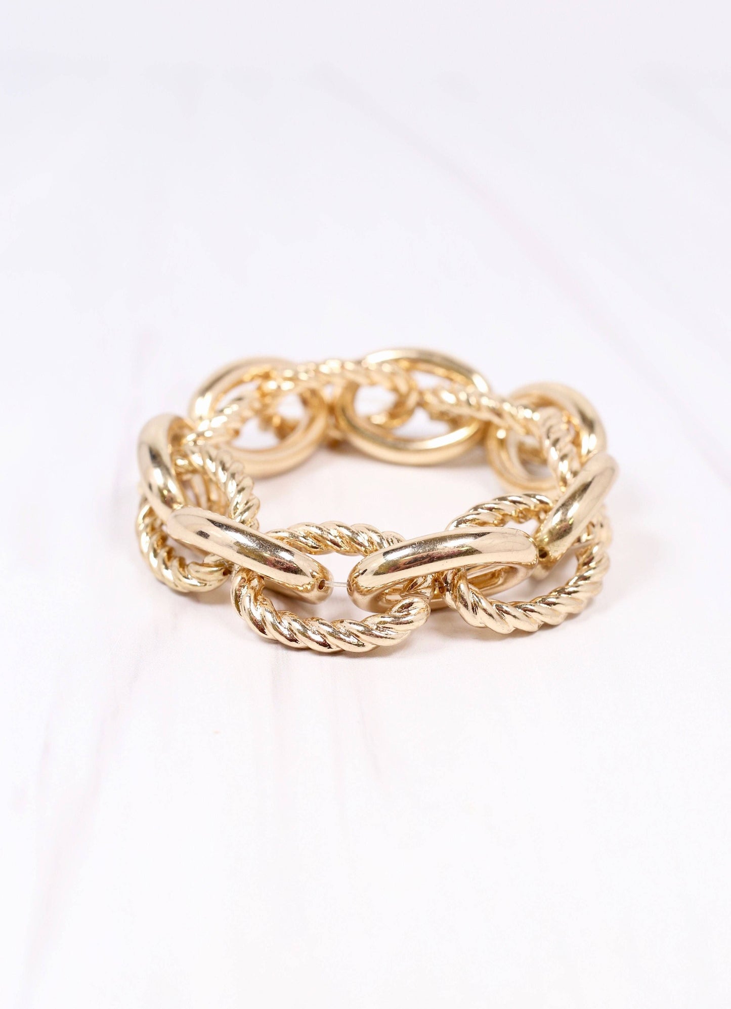 Caroline Hill - Cates Link Stretch Bracelet GOLD