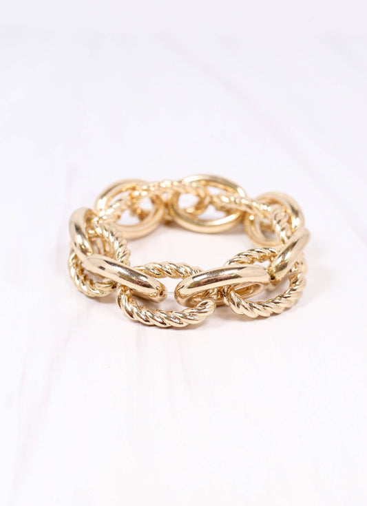 Caroline Hill - Cates Link Stretch Bracelet GOLD