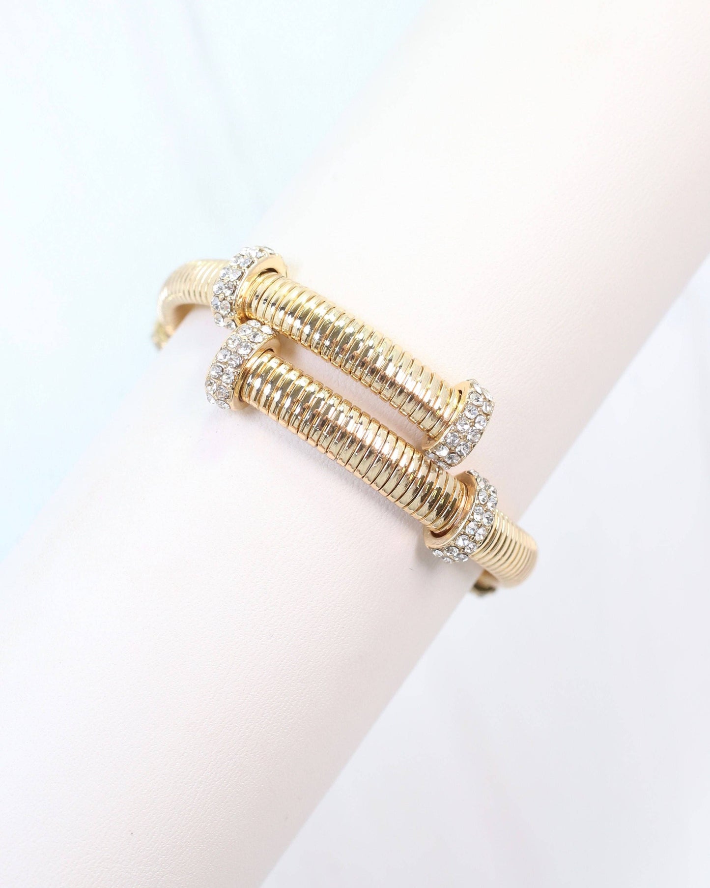 Caroline Hill - Clayton Crystal Coil Bracelet Gold
