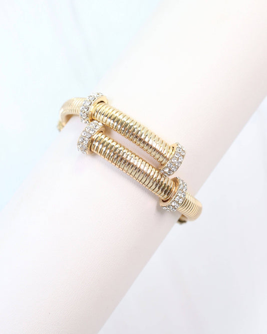 Caroline Hill - Clayton Crystal Coil Bracelet Gold