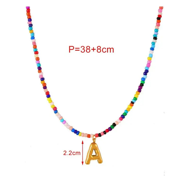 Gold Plated Initial Beaded Necklaces