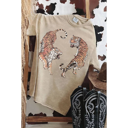 TIGERS PRINT MINERAL GRAPHIC TEE