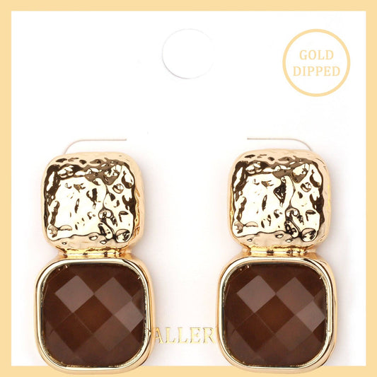 Brown & Gold Hammered Earrings