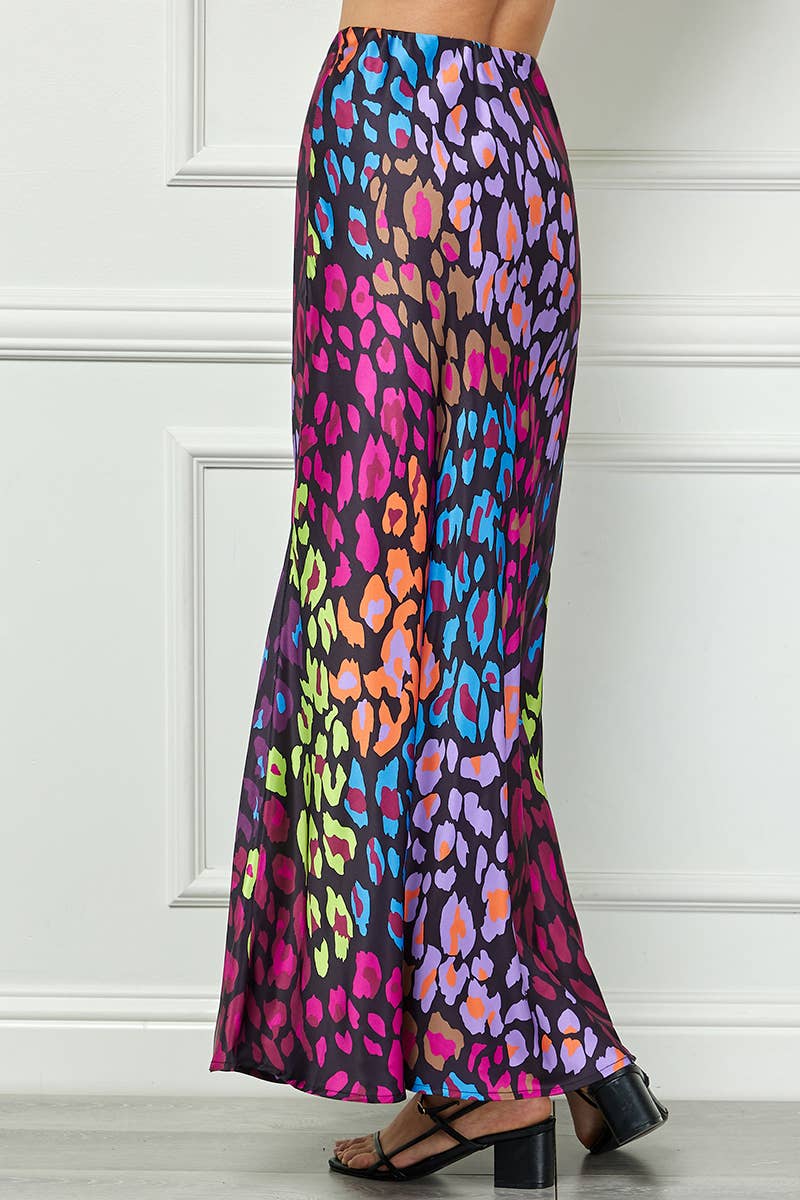 Colorful Leopard Print Long Skirt