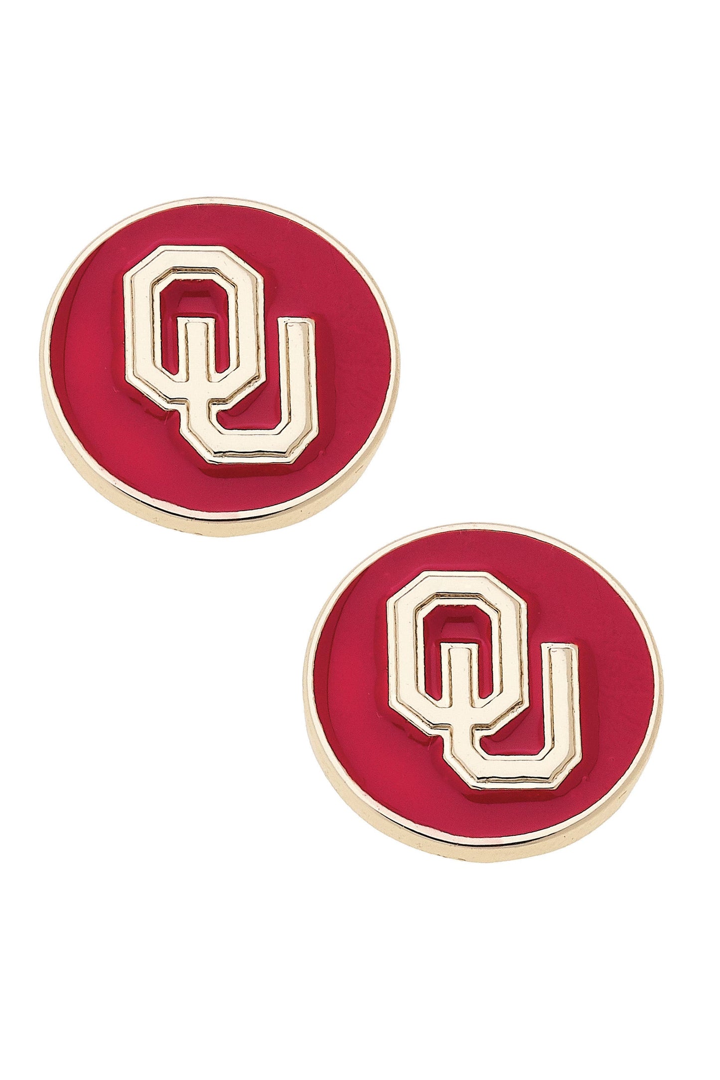 Oklahoma Sooners Logo Circle Stud Earrings