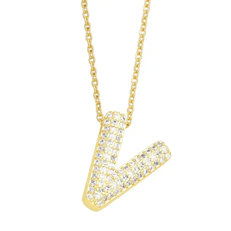 18K Gold Plated Rhinestone- Initial Necklaces