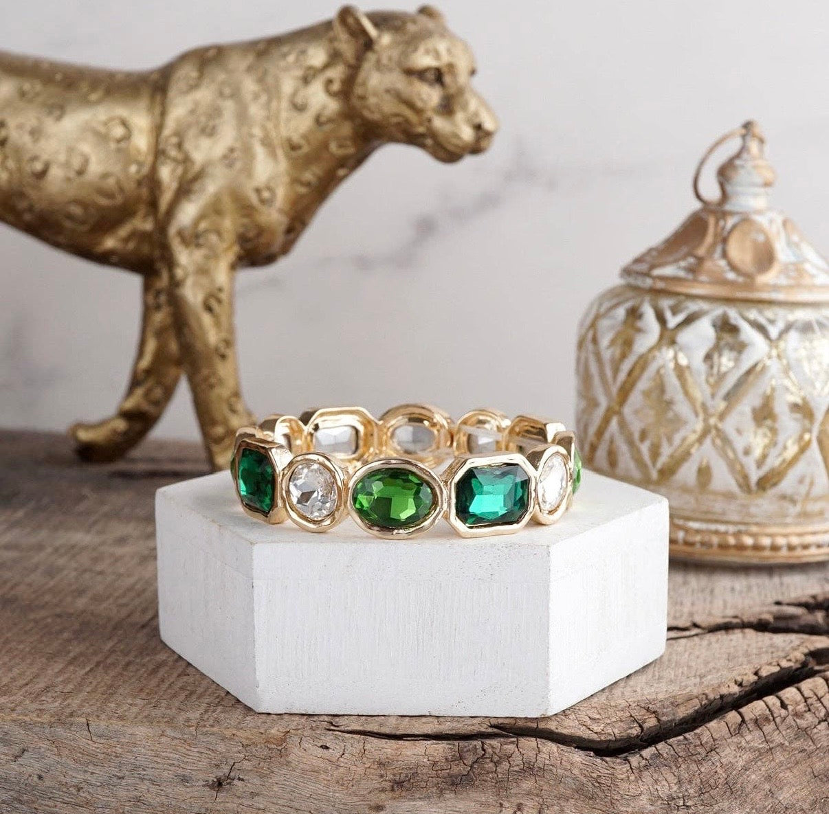 Green Stretchy Statement Bracelet