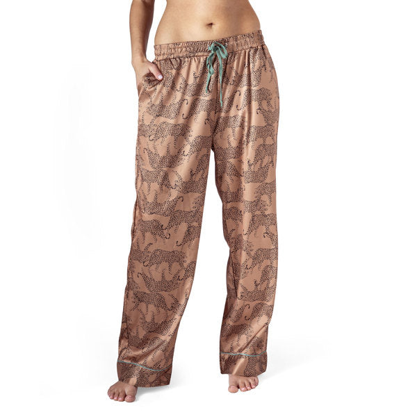 Hello Mello Leopard Satin Pajama Pants