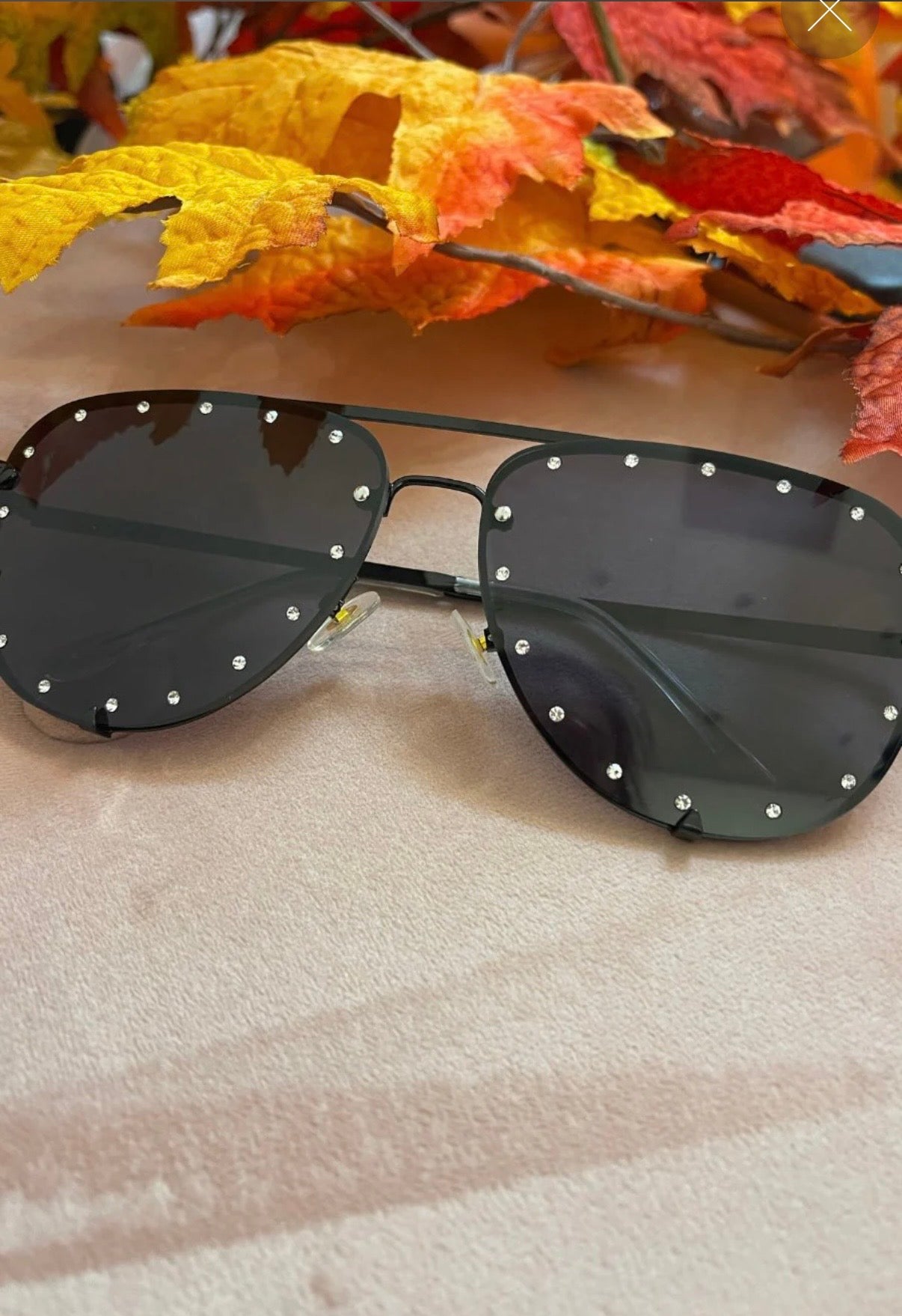 Hollywood Studded Aviators-Black