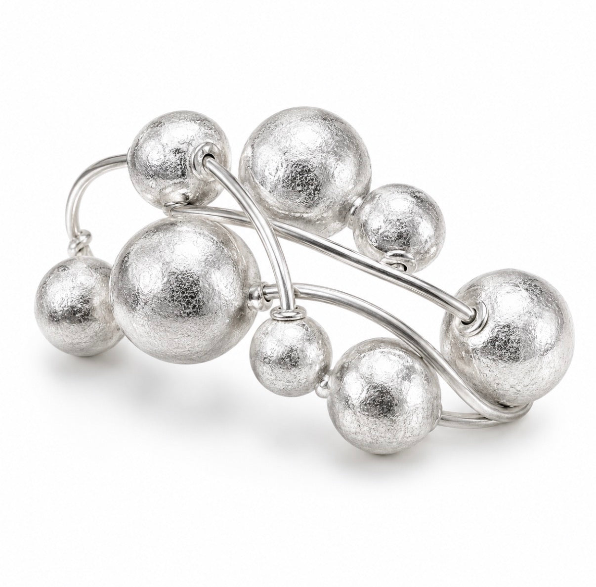Silver Beaded Bar Stretchy Bracelet