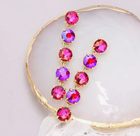 Pink Stone Dangle Earrings