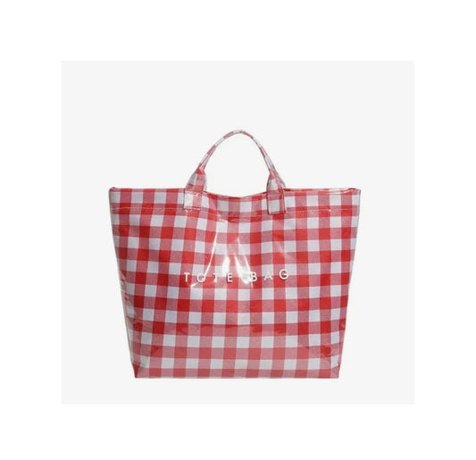 Red Plaid -Large Capacity Tote Bag