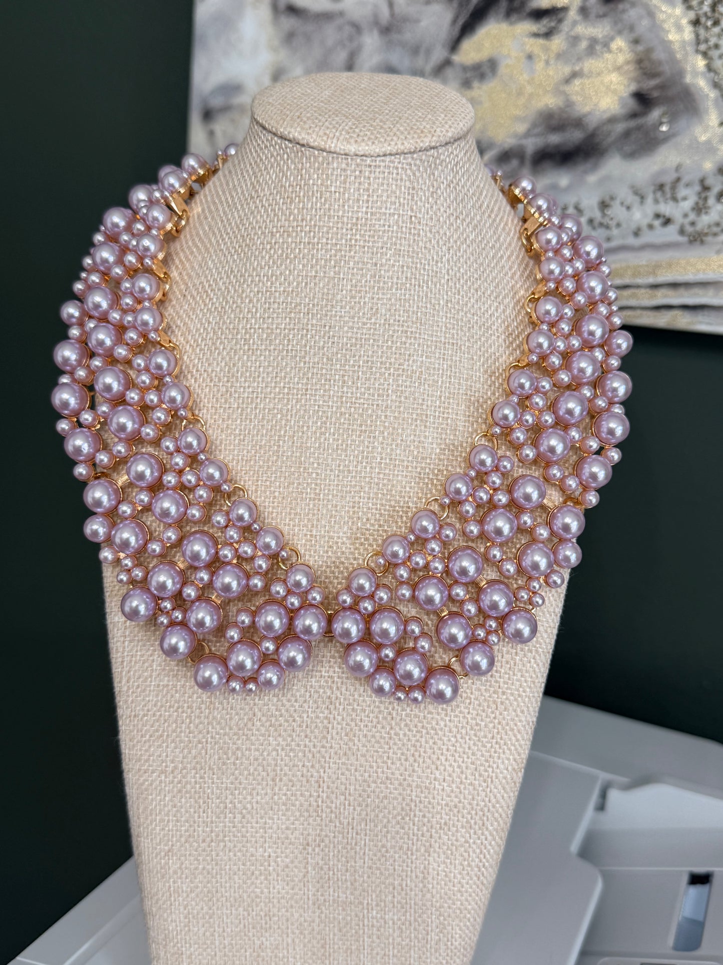 Lavender Pearl Collar Necklace