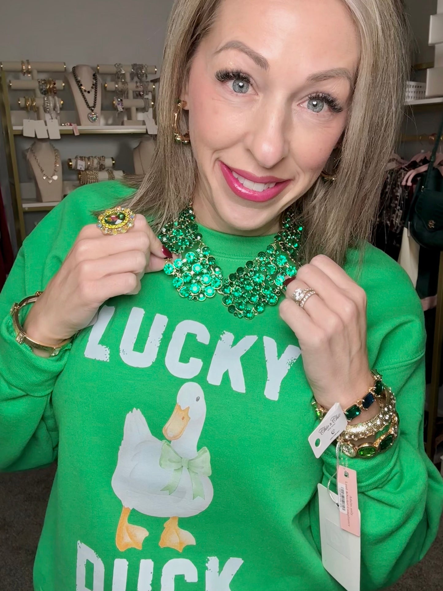 Green Rhinestone Collar Necklace