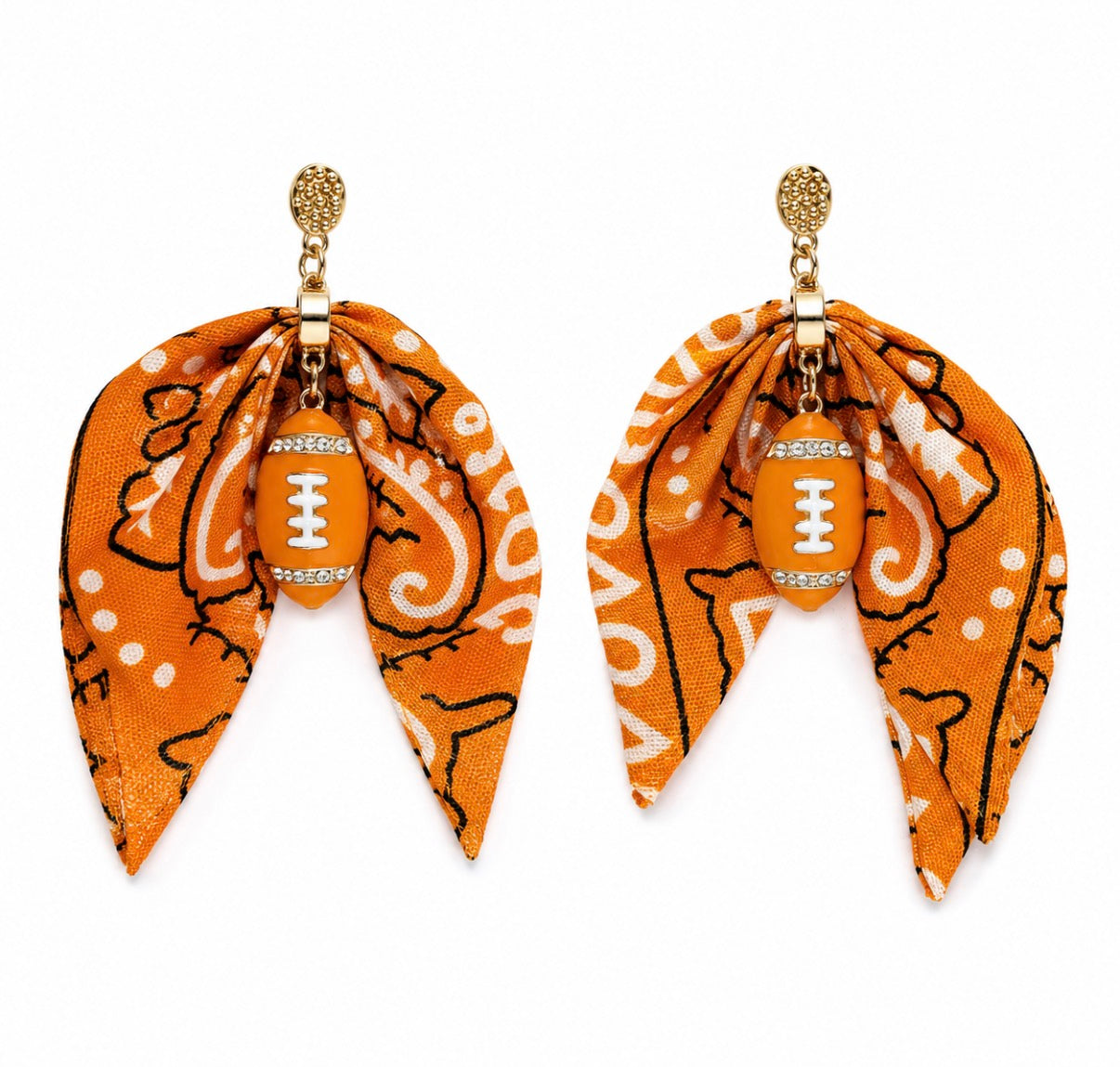Orange Bandana Football Earrings